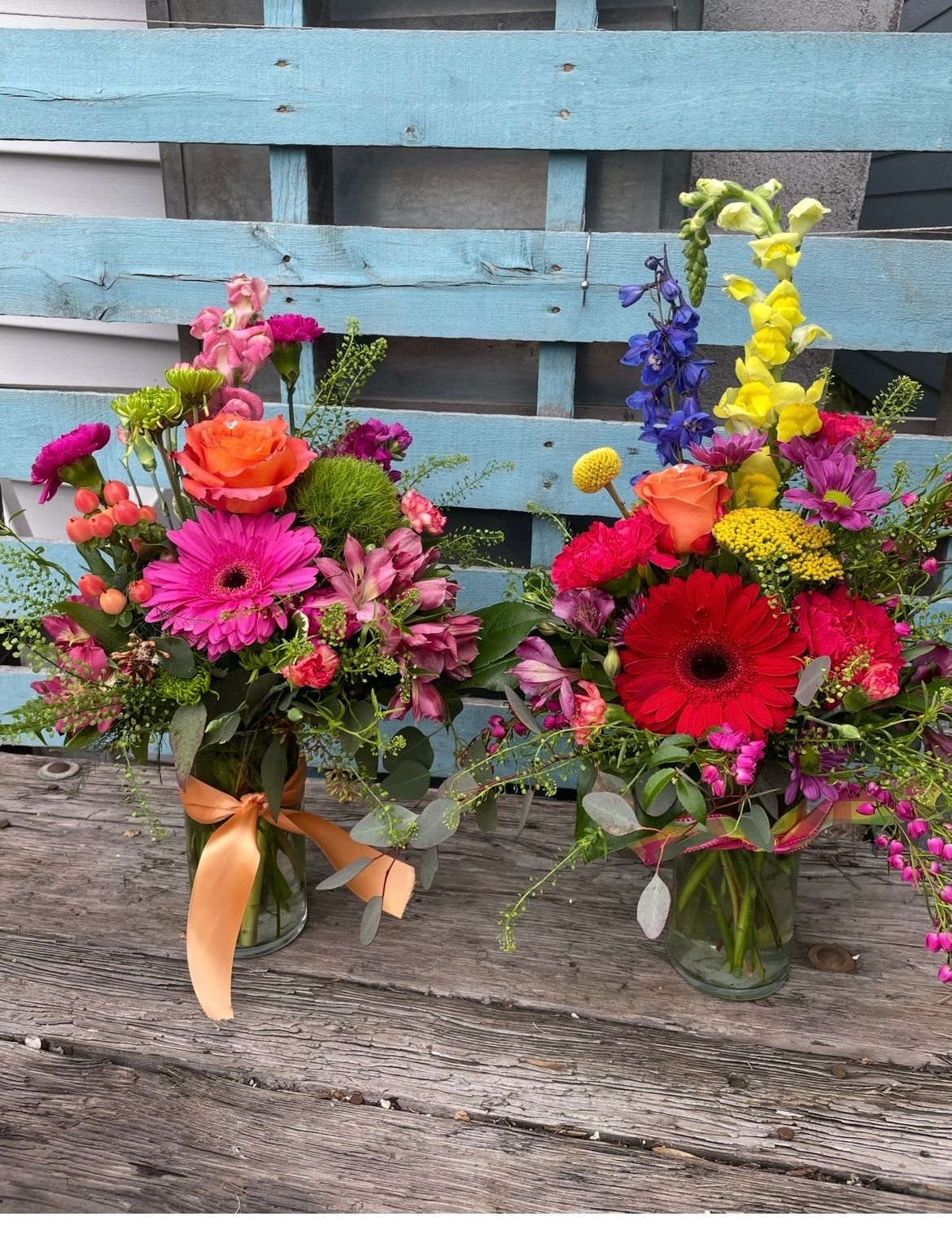 Mixed bright colored vase