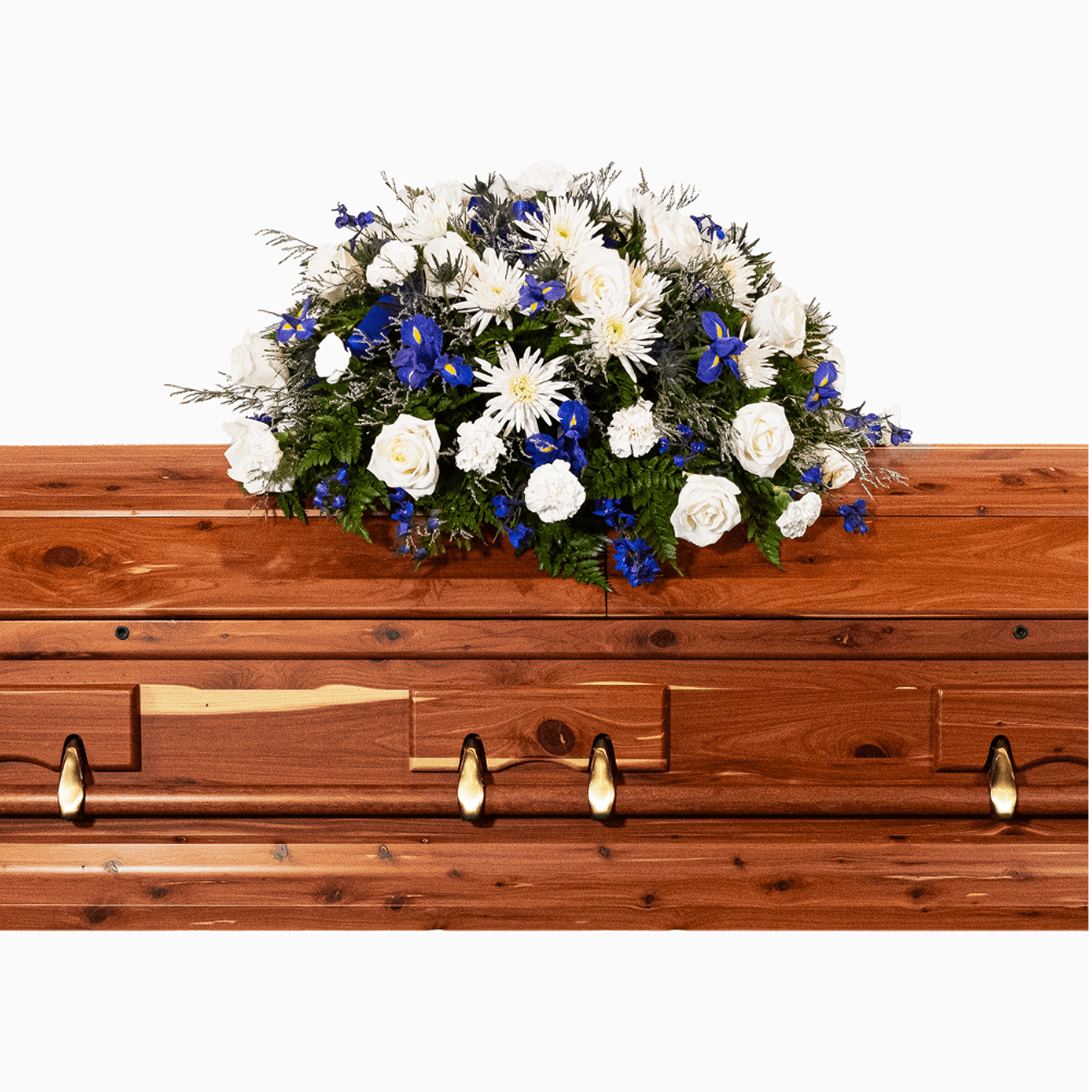 White & Blue Casket Spray